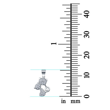 Cat Charm Pendant Simulated Cubic Zirconia 925 Sterling Silver (13mm)